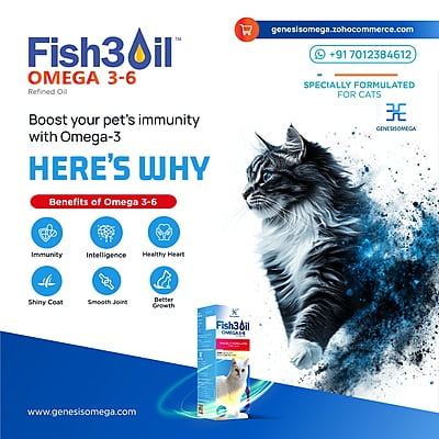 FISH3OIL OMEGA 3-6 FOR CATS ANIMAL FEED SUPPLEMENT-200 ML