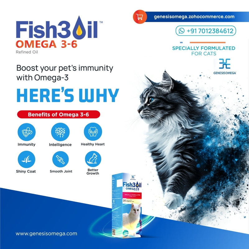 FISH3OIL OMEGA 3-6 FOR CATS ANIMAL FEED SUPPLEMENT-200 ML